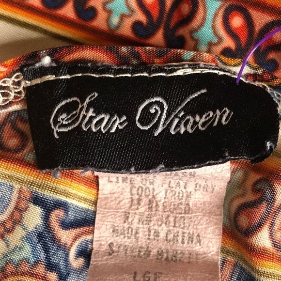 Star Vixen SZ Large Paisley Print in Earth Colors Oversized Blouse Top  * - Picture 6 of 6
